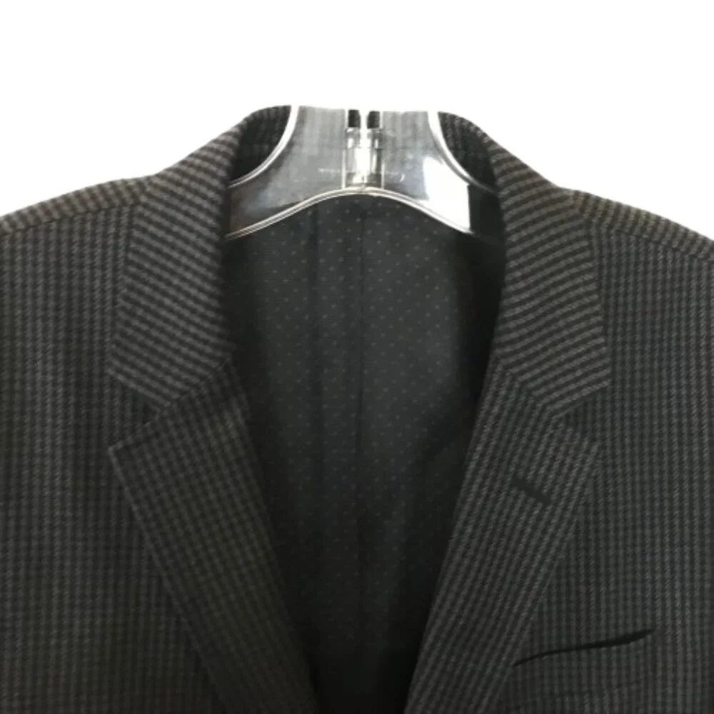 BOSS Hugo Boss Men Size 40 LONG 40L Hutsons Trim Fit Check Pattern Blazer Jacket